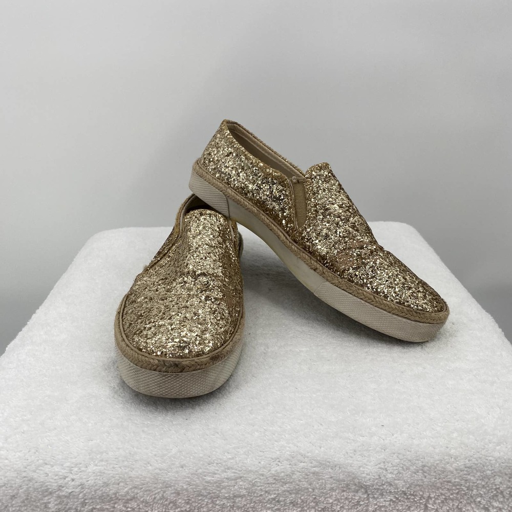 Jack Rogers Women's Gold Glitter Slip-On Shoes Loafers/Seakers - Size 7.5